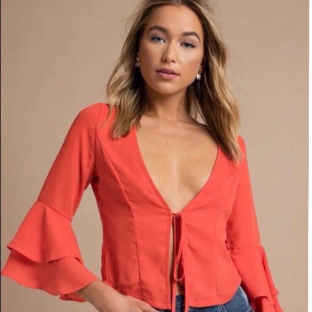 Toni Red Front Tie Top